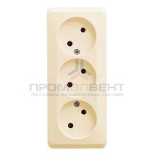Розетка тройная б/з Этюд кремовая [уп 11шт]