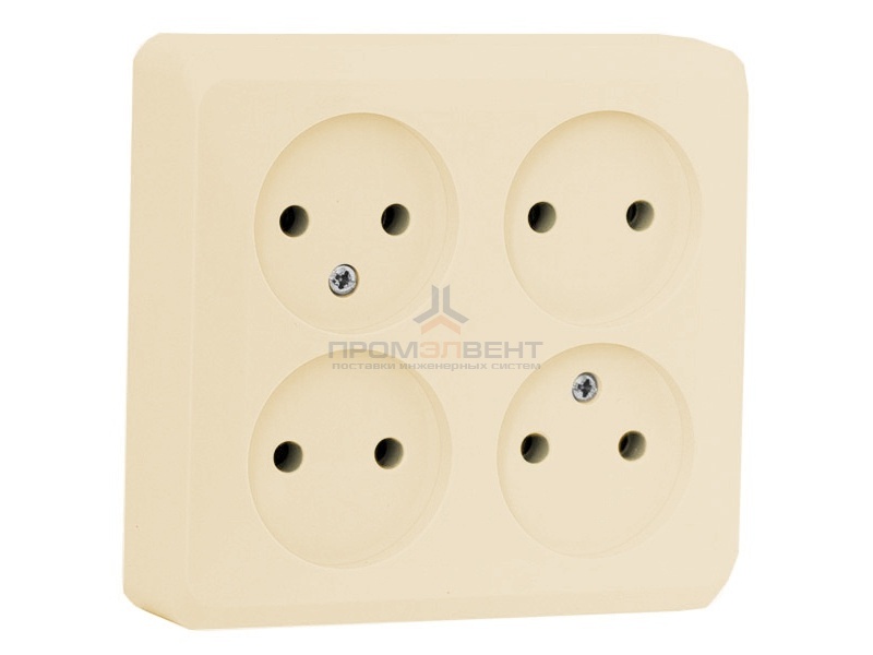 Розетка четверная б/з Этюд кремовая [уп 7шт]