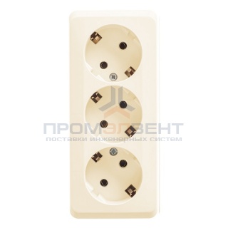 Розетка тройная с/з Этюд кремовая [уп 9шт]