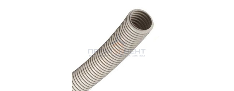 Труба ПВХ гибкая гофр. д.50мм, лёгкая с протяжкой, цвет серый [бухта 30м]
