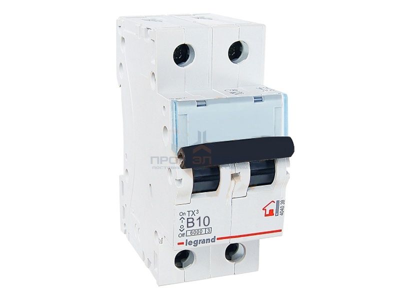 Автоматический выключатель Legrand TX3 B10A 2П 6kA (автомат)